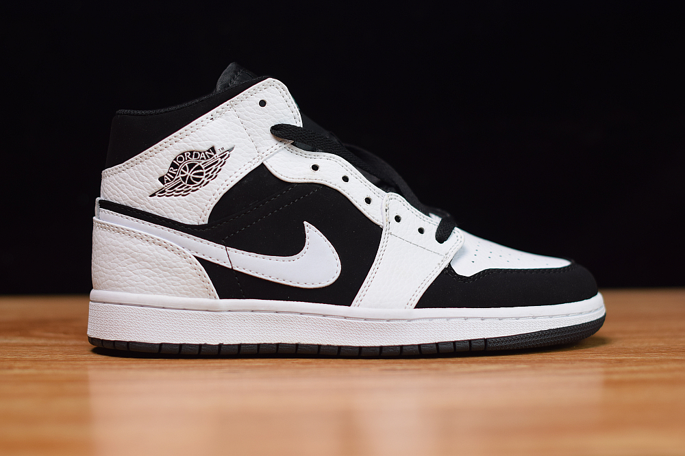 sneakers mid aj1 white black shadow retro basketball